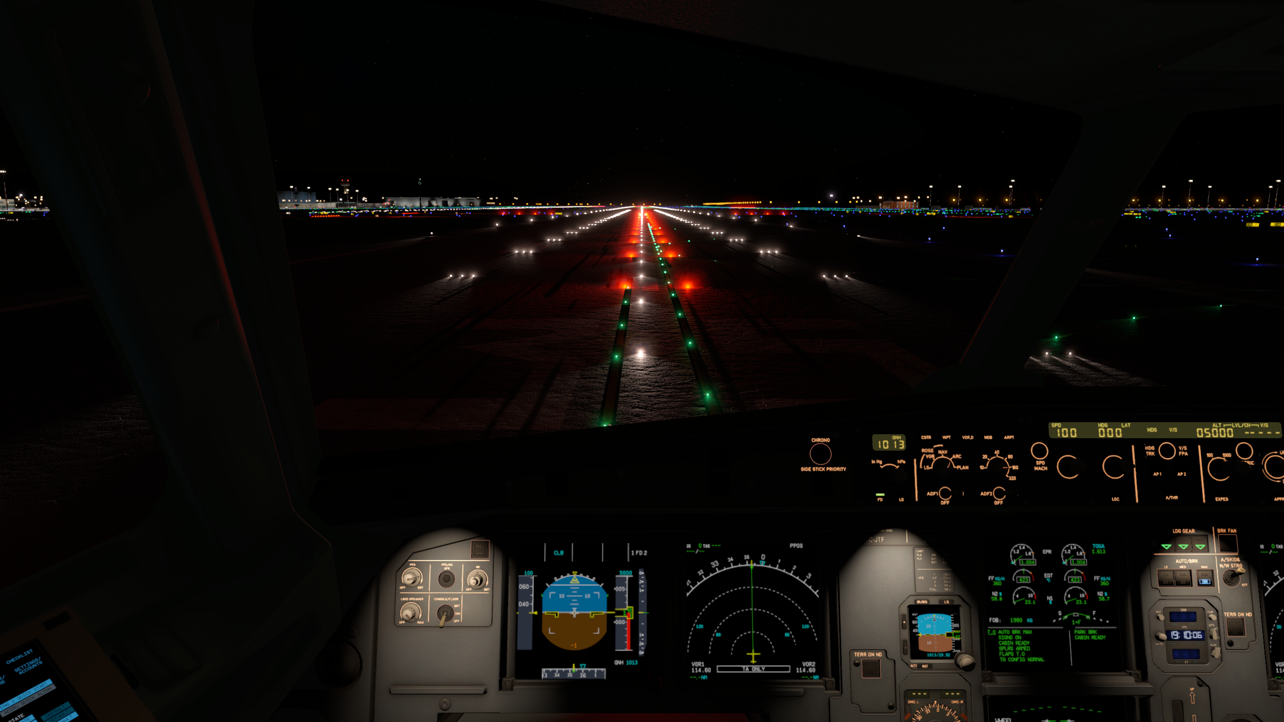 Red THL lights down the runway in X-Plane